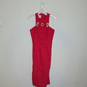 LINDA SEGAL for ASHLEY Inc. VINTAGE 80'S Elegant Red Sleeveless Dress SZ 4